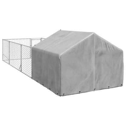 Outdoor Dog Kennel with Run 6x2x1,5 m Galvanised Steel