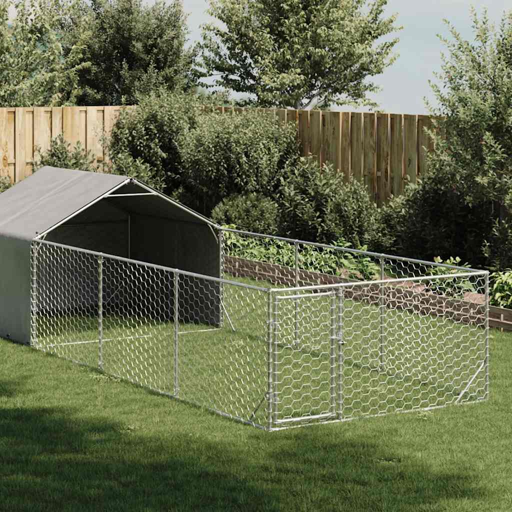 Outdoor Dog Kennel with Run 6x2x1,5 m Galvanised Steel