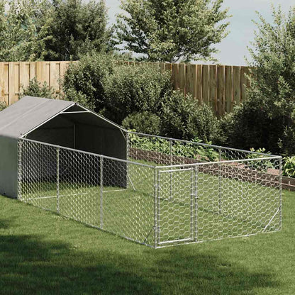 Outdoor Dog Kennel with Run 6x2x1,5 m Galvanised Steel