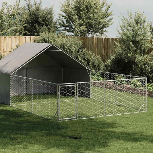 Outdoor Dog Kennel with Run 6x3x1.9 m Galvanised Steel