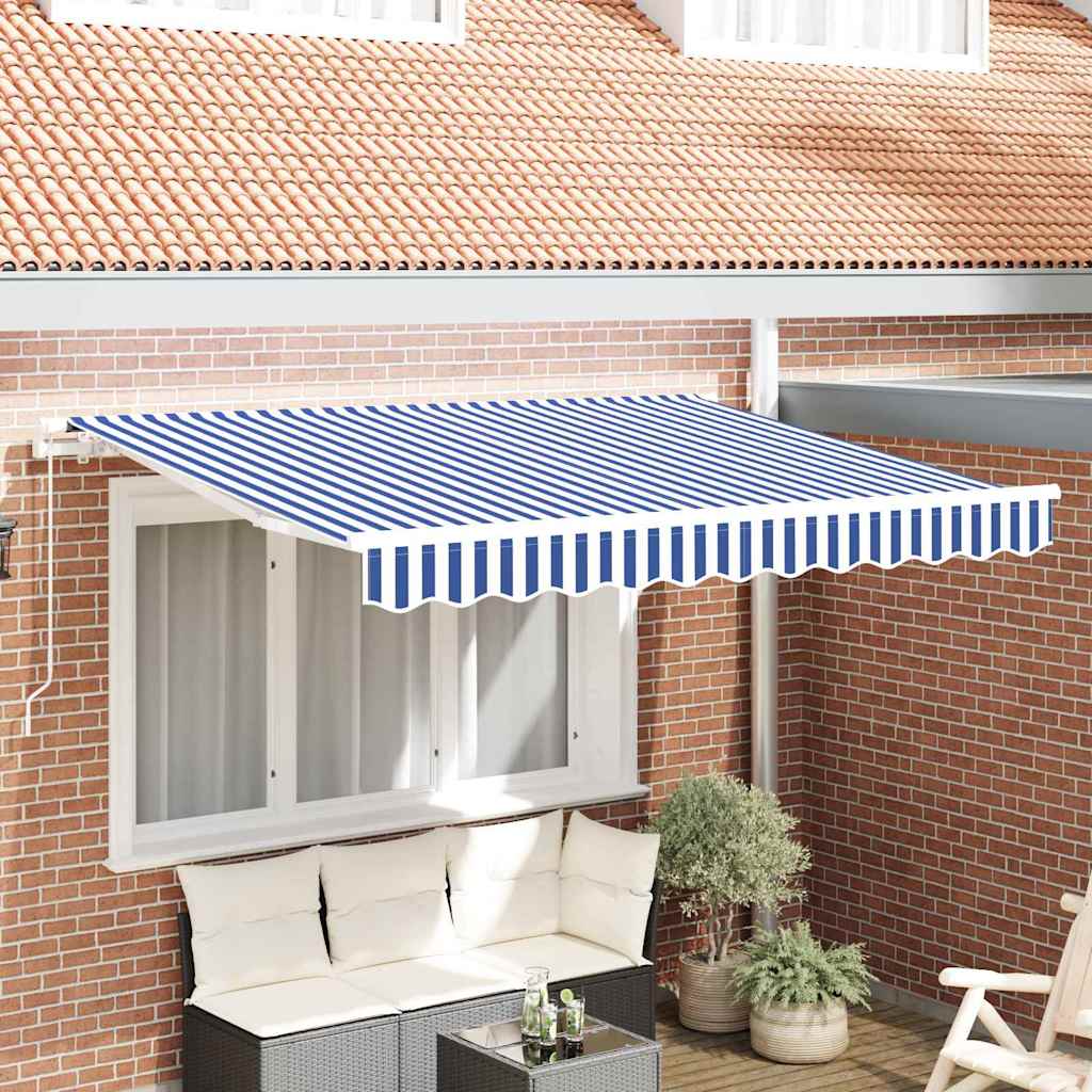 Awning Replacement Fabric Blue and White 330 x 195 cm Polyester