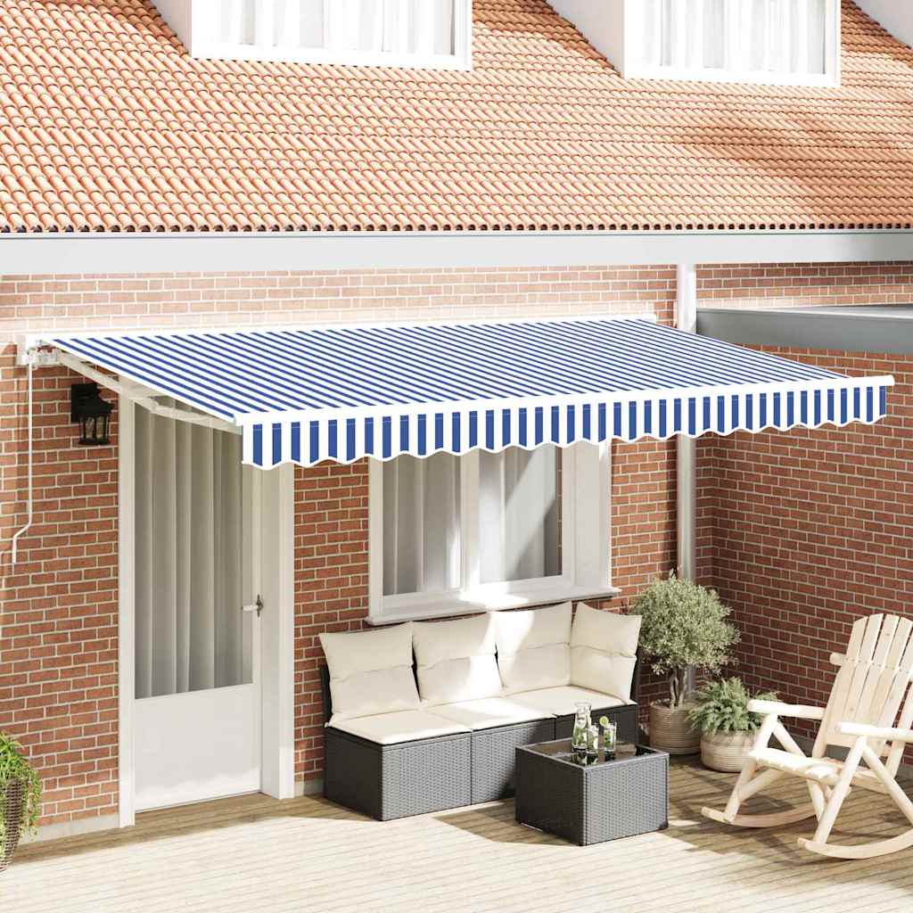 Awning Replacement Fabric Blue and White 4 x 2 m Polyester