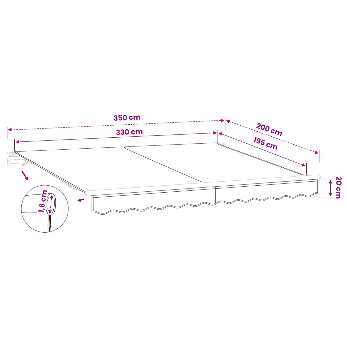 Awning Canopy Replacement for 3.5x2 m Cream Polyester