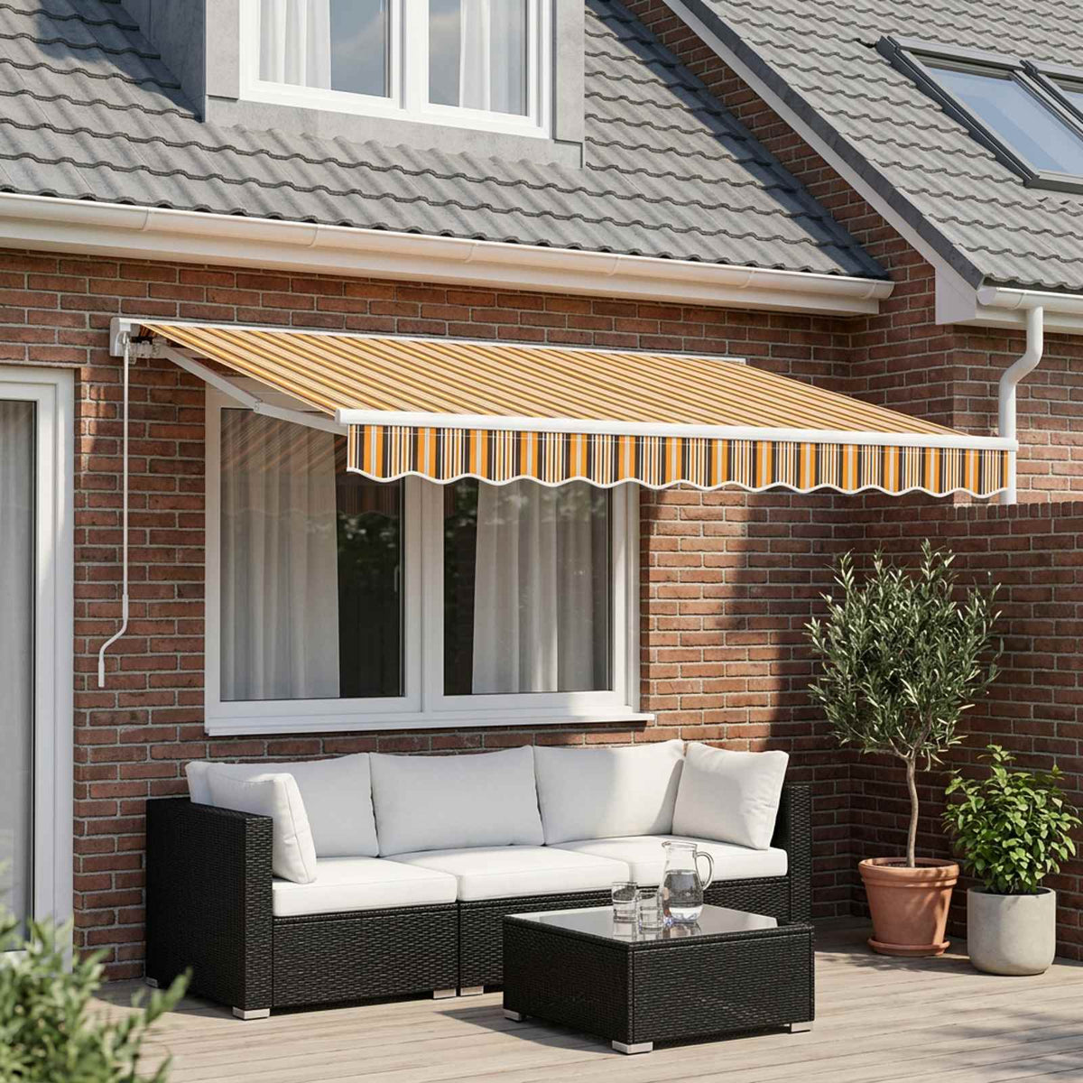 Awning Canopy Replacement for 2.5x2 m Orange & Black Stripe