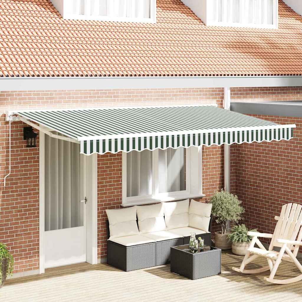 Awning Replacement Fabric Green and White 4 x 2 m Polyester