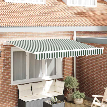 Awning Replacement Fabric Green and White 3 x 2.5 m Polyester