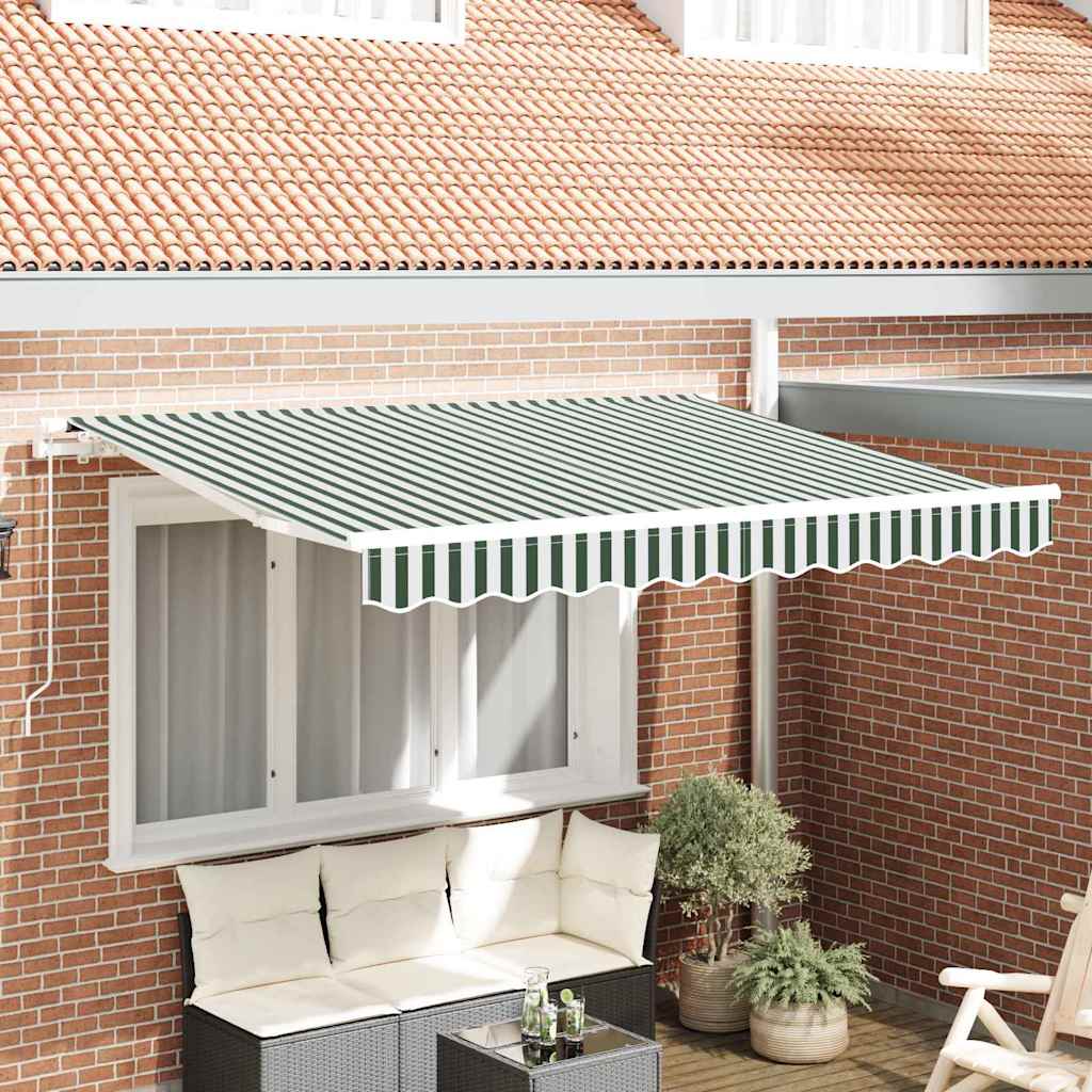 Awning Replacement Fabric Green and White 3.5 x 2.5 m Polyester