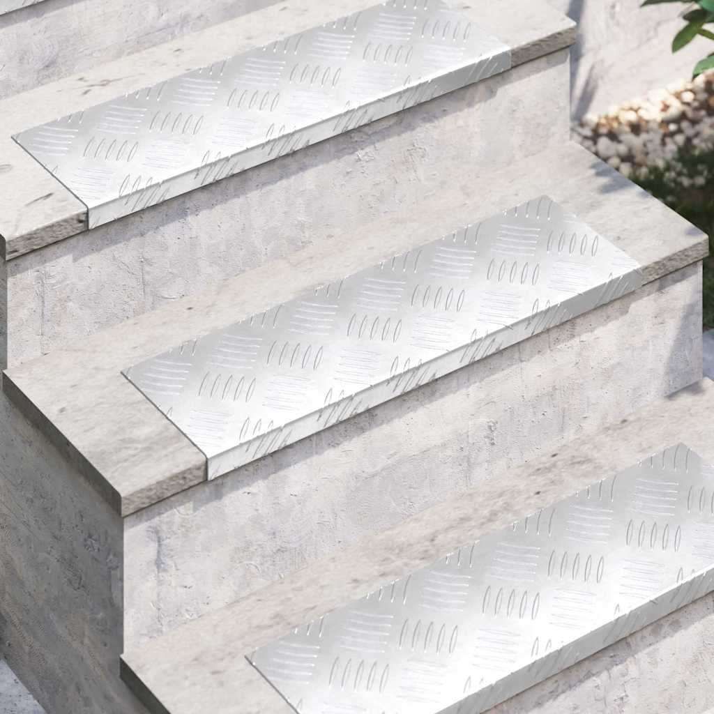 Stair Tread 10 pcs 60 x 18 x 2.5 cm Silver Aluminium