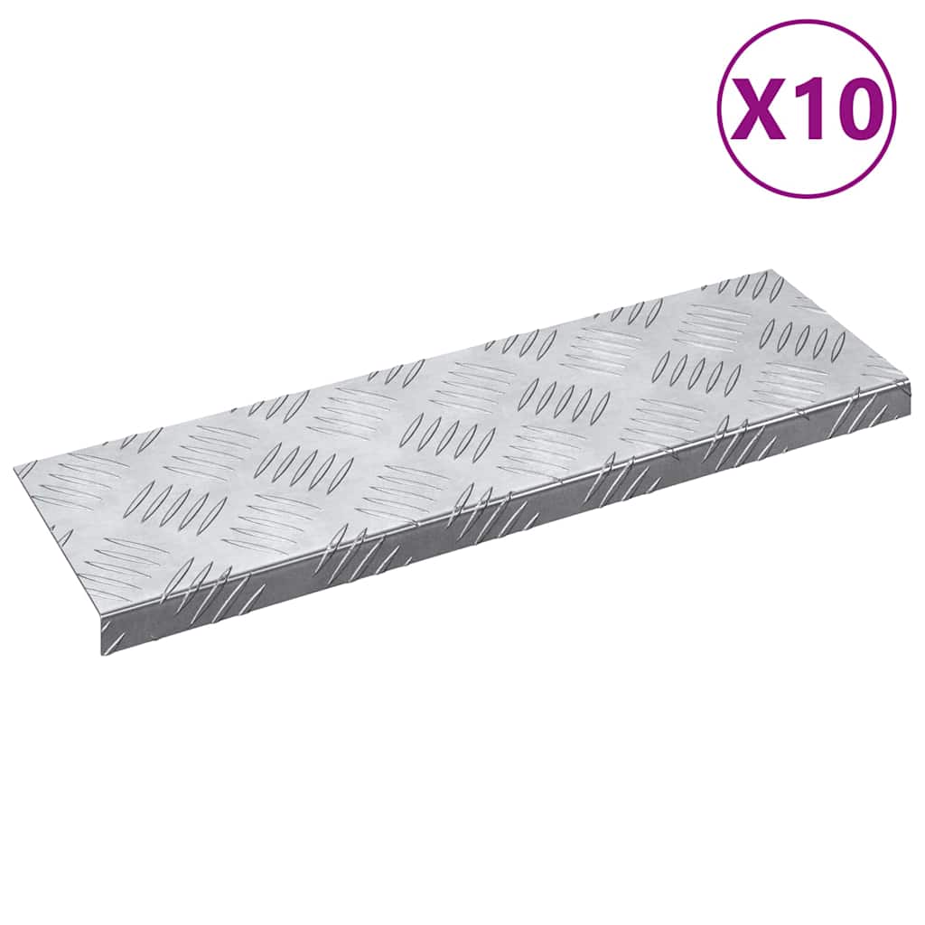 Stair Tread 10 pcs 60 x 18 x 2.5 cm Silver Aluminium