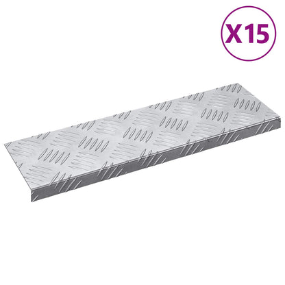 Stair Tread 15 pcs Silver 60 x 18 x 2.5 cm Aluminium