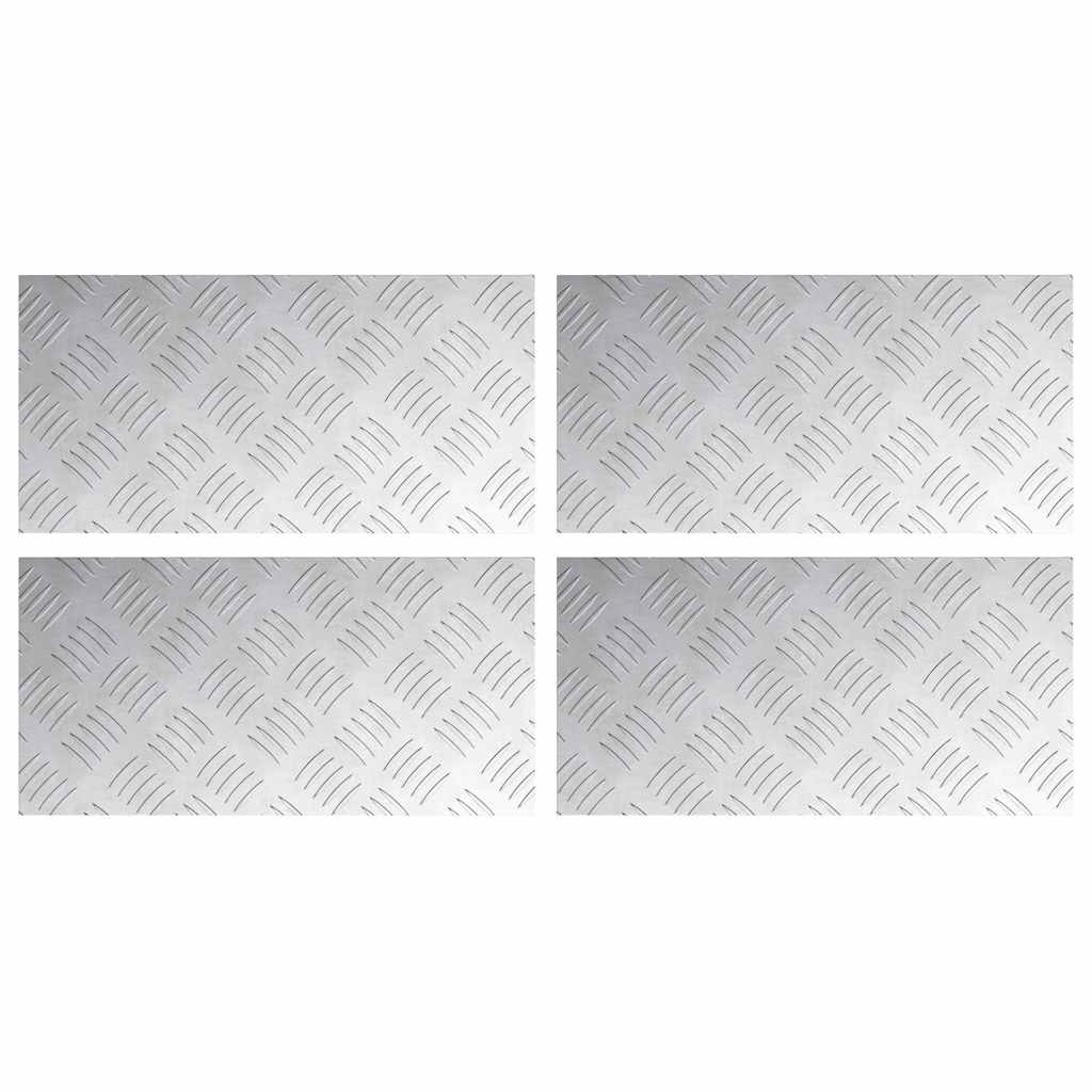 Stair Tread Rectangular 4 pcs Silver 40 x 20 cm Aluminium