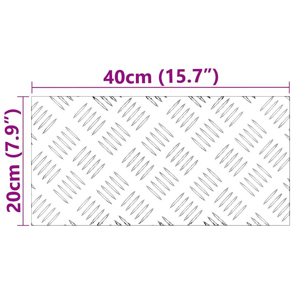 Stair Tread Rectangular 2 pcs Silver 40 x 20 cm Aluminium