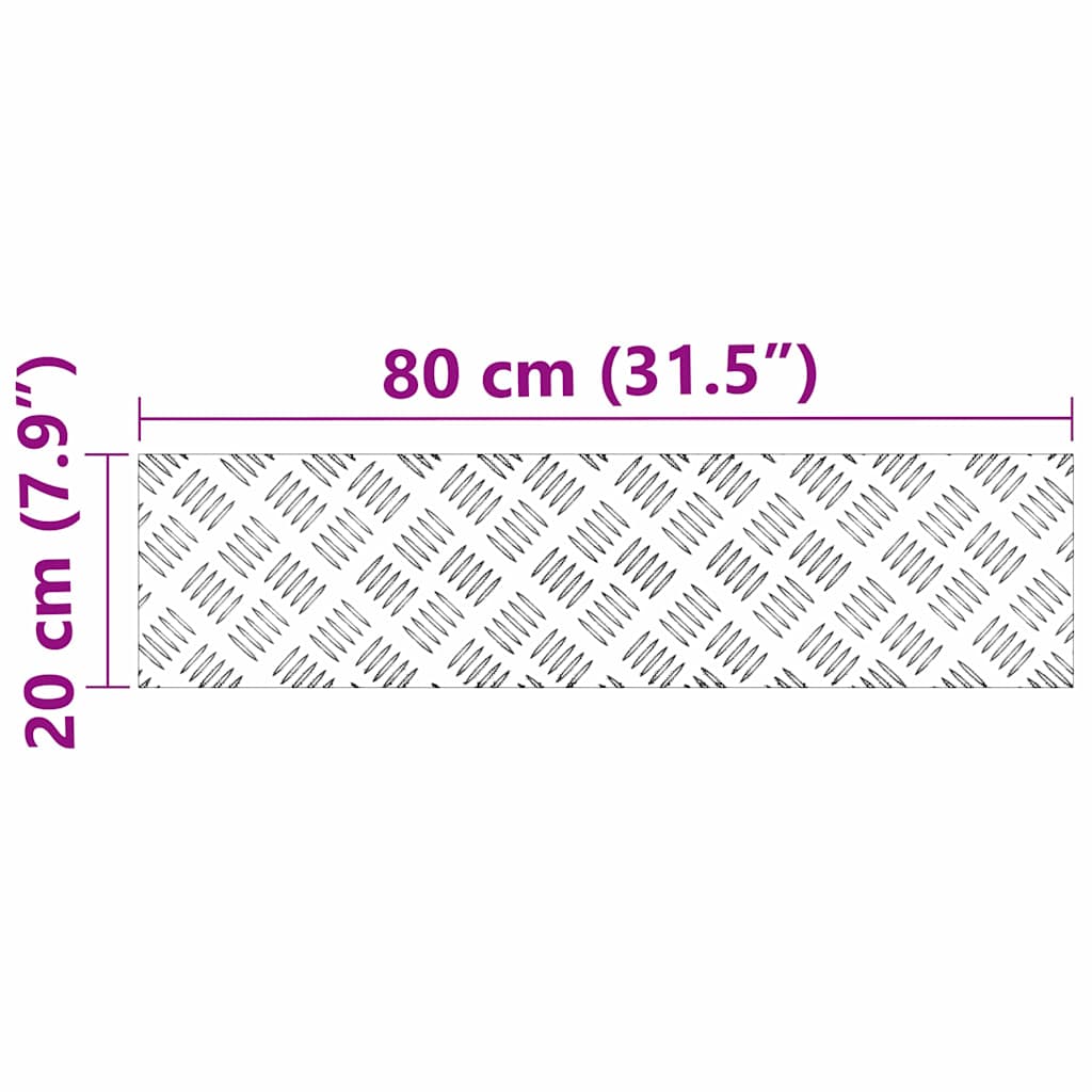 Stair Tread Rectangular 2 pcs Silver 80 x 20 cm Aluminium