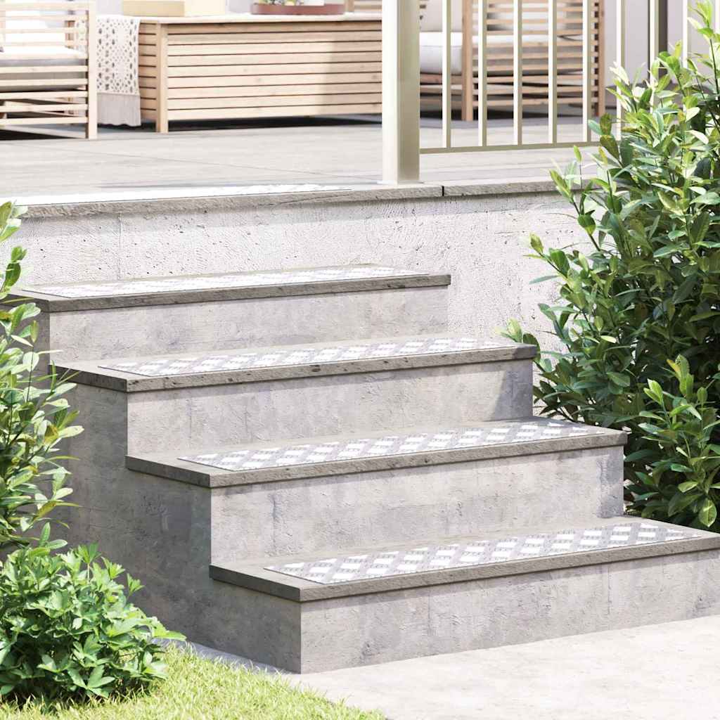 Stair Tread Rectangular 4 pcs Silver 90 x 20 cm Aluminium