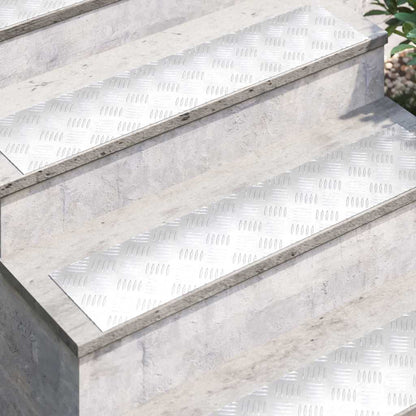 Stair Tread Rectangular 2 pcs Silver 90 x 20 cm Aluminium