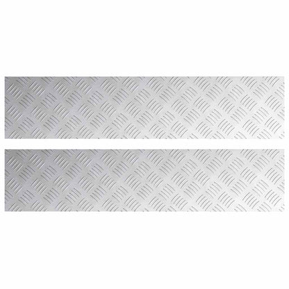 Stair Tread Rectangular 2 pcs Silver 90 x 20 cm Aluminium