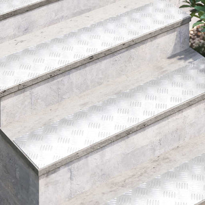 Stair Tread Rectangular 4 pcs Silver 100 x 20 cm Aluminium