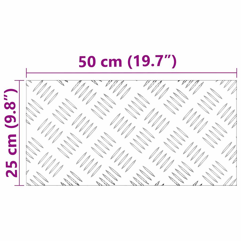 Stair Tread Rectangular 2 pcs Silver 50 x 25 cm Aluminium