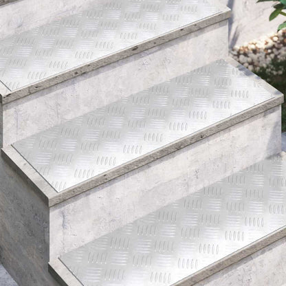 Stair Tread Rectangular 2 pcs Silver 75 x 25 cm Aluminium