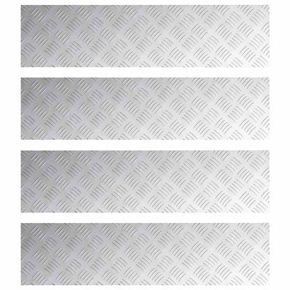 Stair Tread Rectangular 4 pcs Silver 100 x 25 cm Aluminium