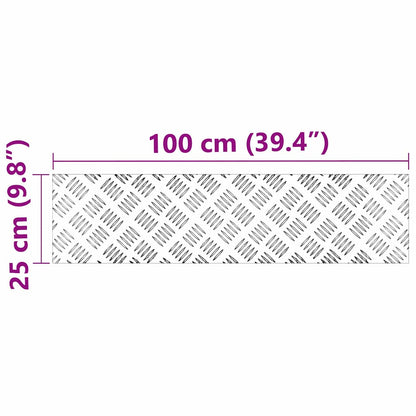 Stair Tread Rectangular 4 pcs Silver 100 x 25 cm Aluminium