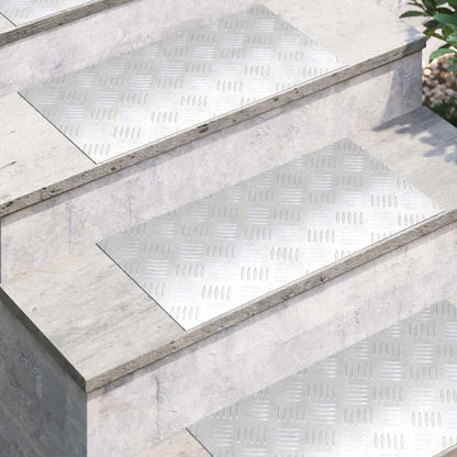 Stair Tread Rectangular 4 pcs Silver 60 x 30 cm Aluminium