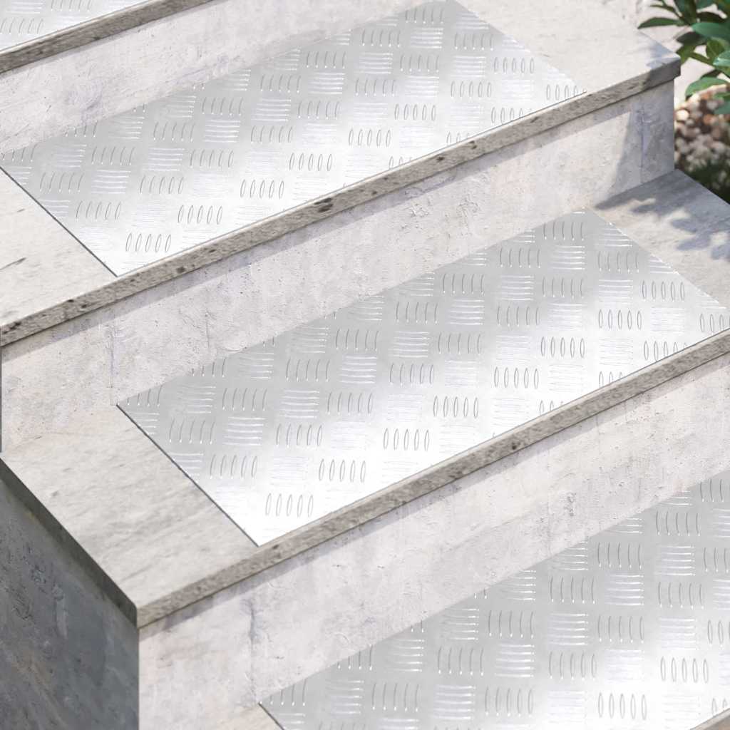 Stair Tread Rectangular 4 pcs Silver 70 x 30 cm Aluminium