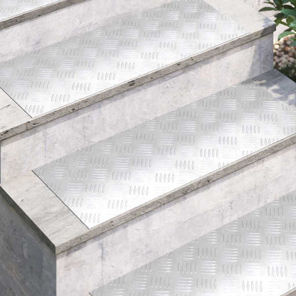 Stair Tread Rectangular 4 pcs Silver 80 x 30 cm Aluminium