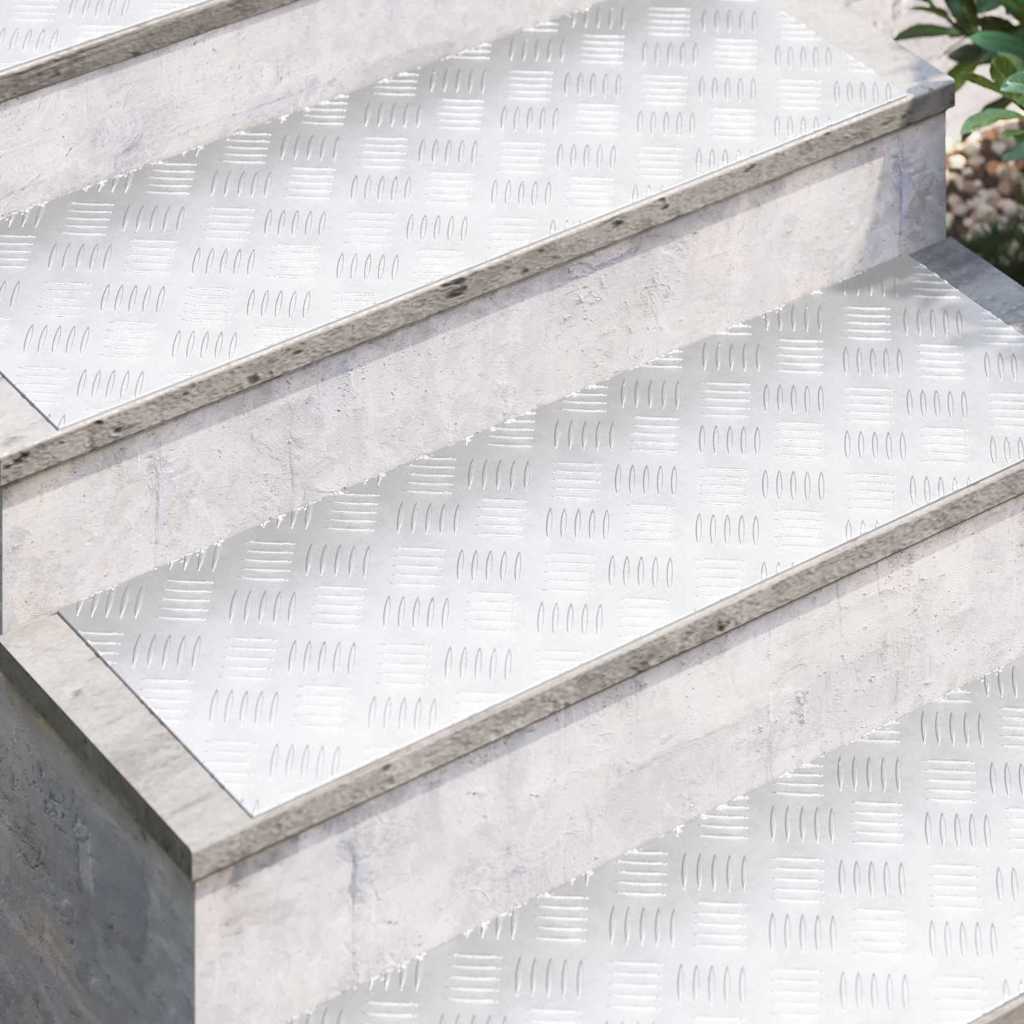 Stair Tread Rectangular 4 pcs Silver 90 x 30 cm Aluminium