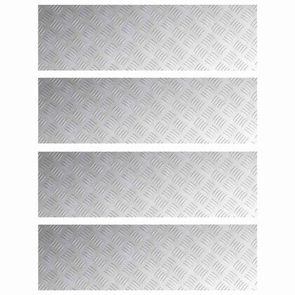 Stair Tread Rectangular 4 pcs Silver 100 x 30 cm Aluminium
