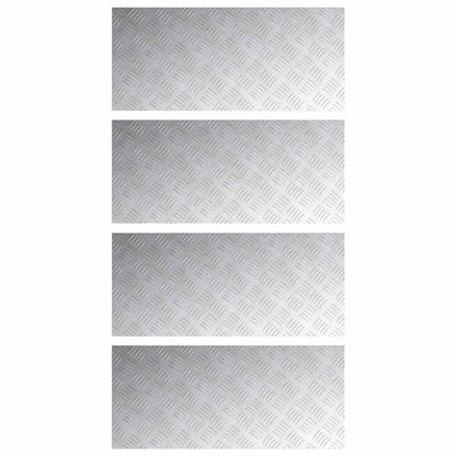 Stair Tread Rectangular 4 pcs Silver 90 x 40 cm Aluminium