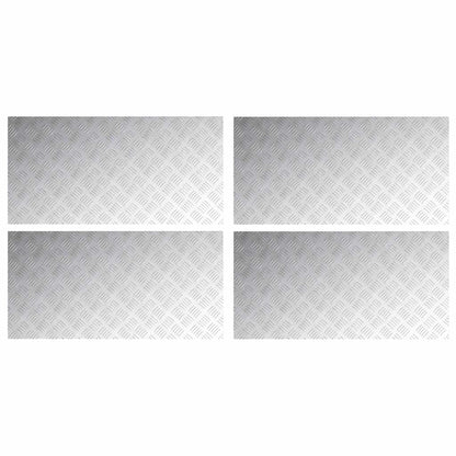 Stair Tread Rectangular 4 pcs Silver 100 x 50 cm Aluminium
