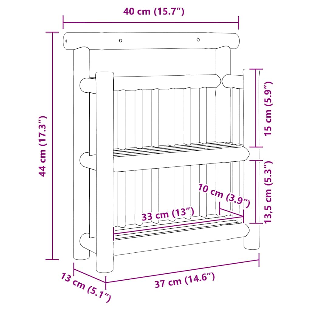 Wall Shelf with Shelf Natural 40 x 13 x 44 cm Bamboo