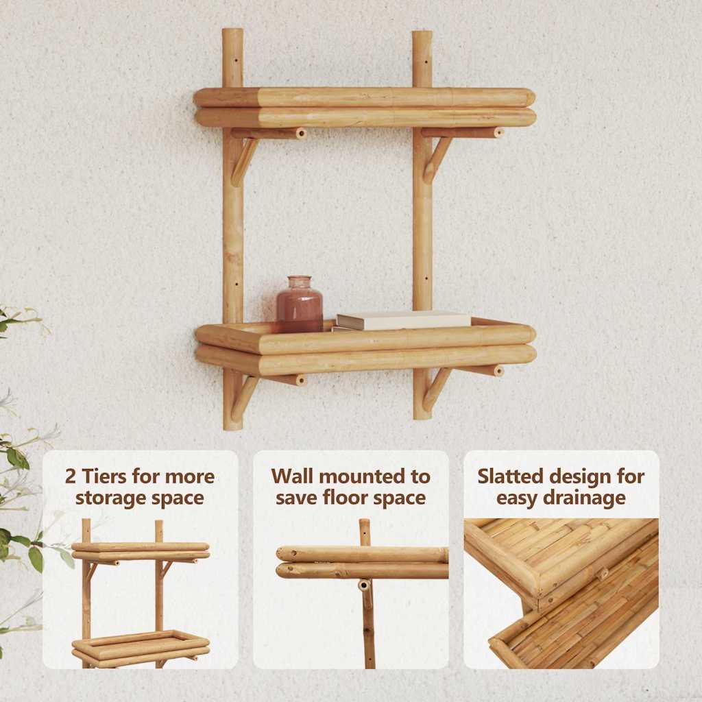 Wall Shelf with Shelf Wall-mounted Brown 39 x 26 x 60 cm Bamboo