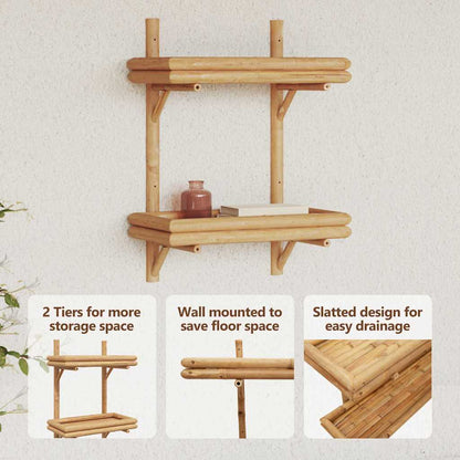 Wall Shelf with Shelf Wall-mounted Brown 39 x 26 x 60 cm Bamboo