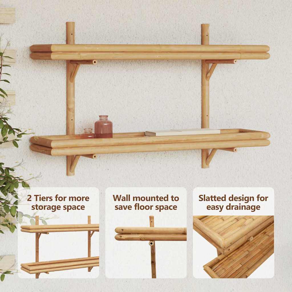 Wall Shelf with Shelf Brown 100 x 26 x 60 cm Bamboo