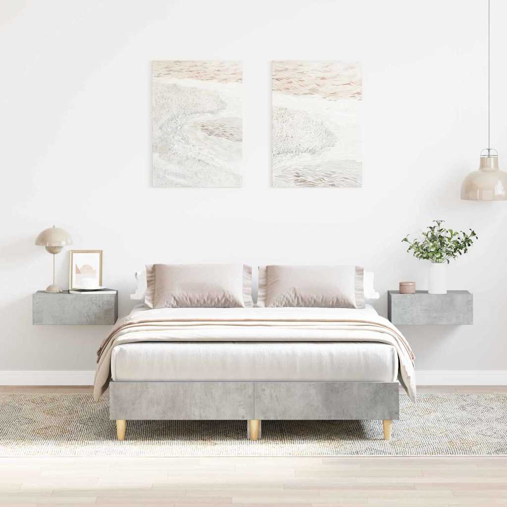Bed Frame Concrete Grey 193 x 123 x 25 cm Engineered Wood