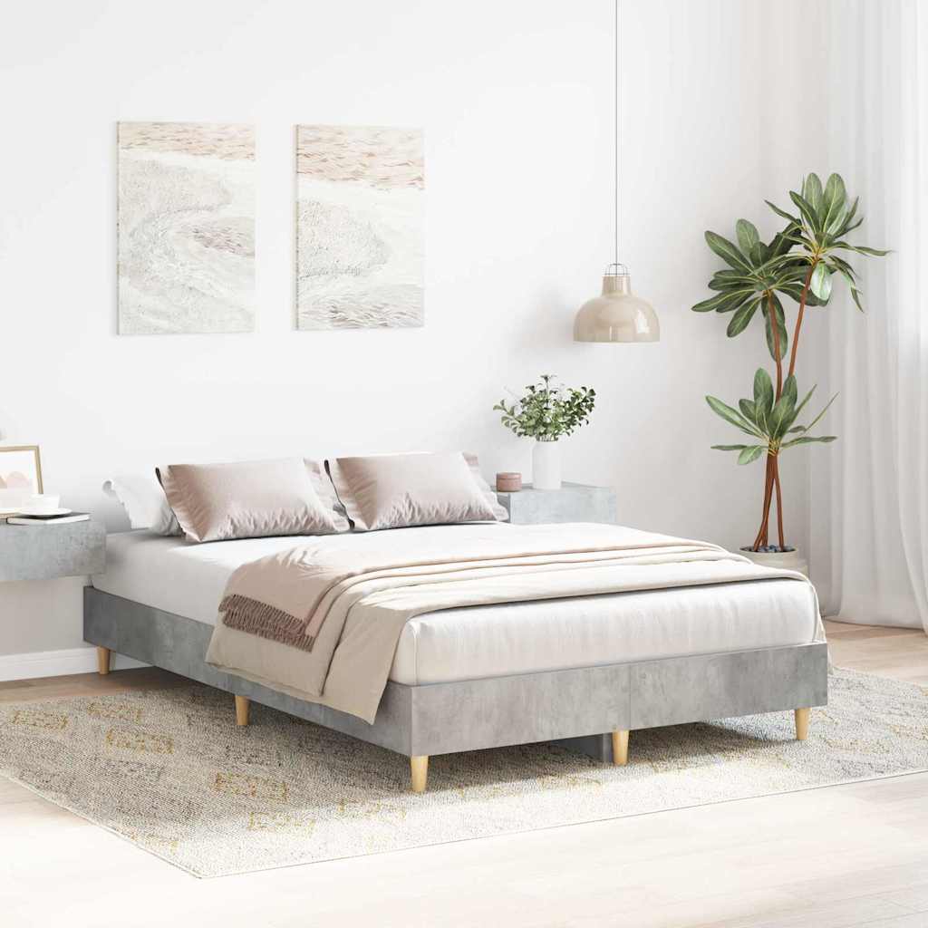 Bed Frame Concrete Grey 193 x 123 x 25 cm Engineered Wood