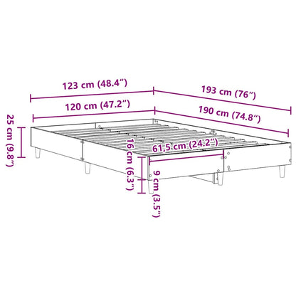 Bed Frame Concrete Grey 193 x 123 x 25 cm Engineered Wood