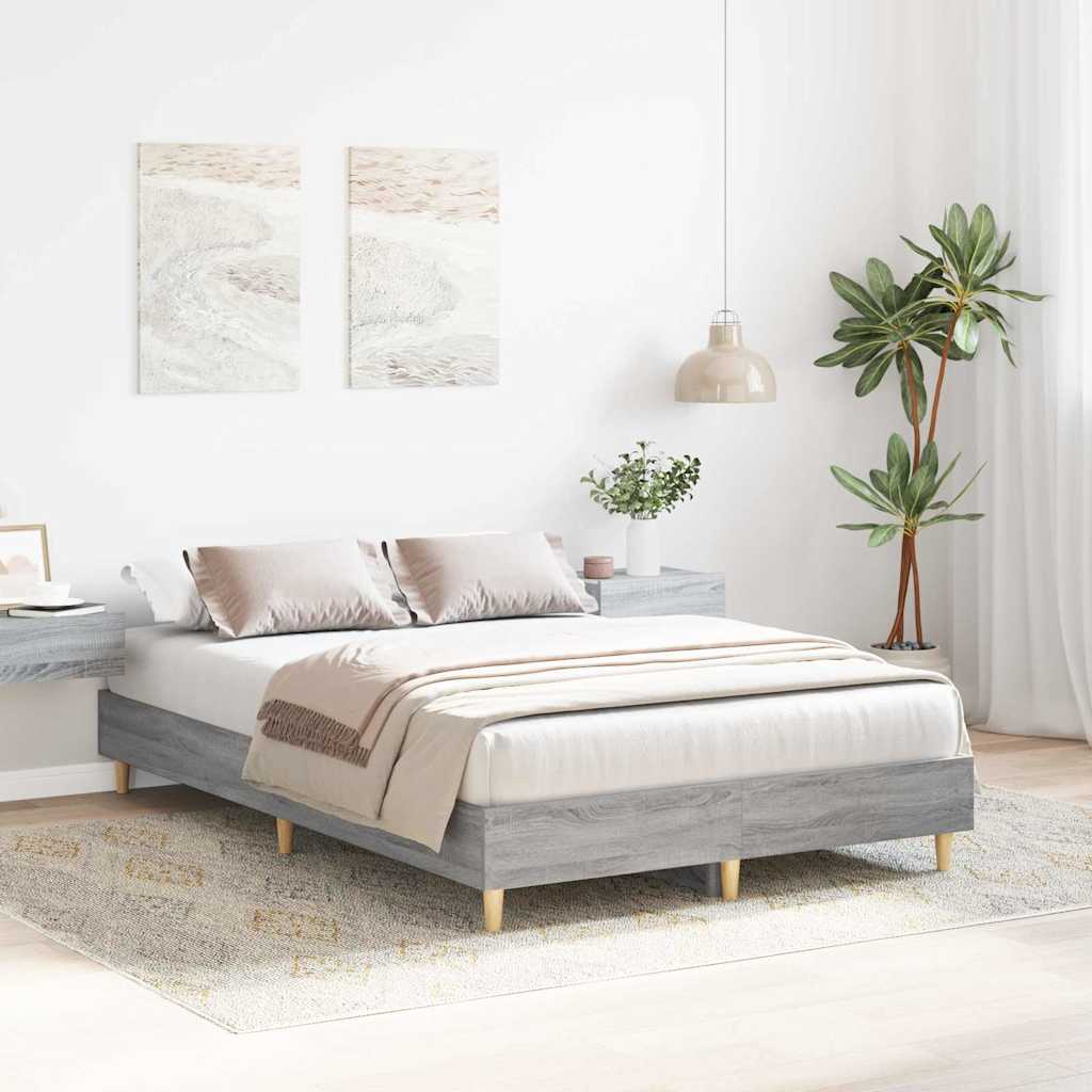 Bed Frame Grey Sonoma 193 x 123 x 25 cm Engineered Wood