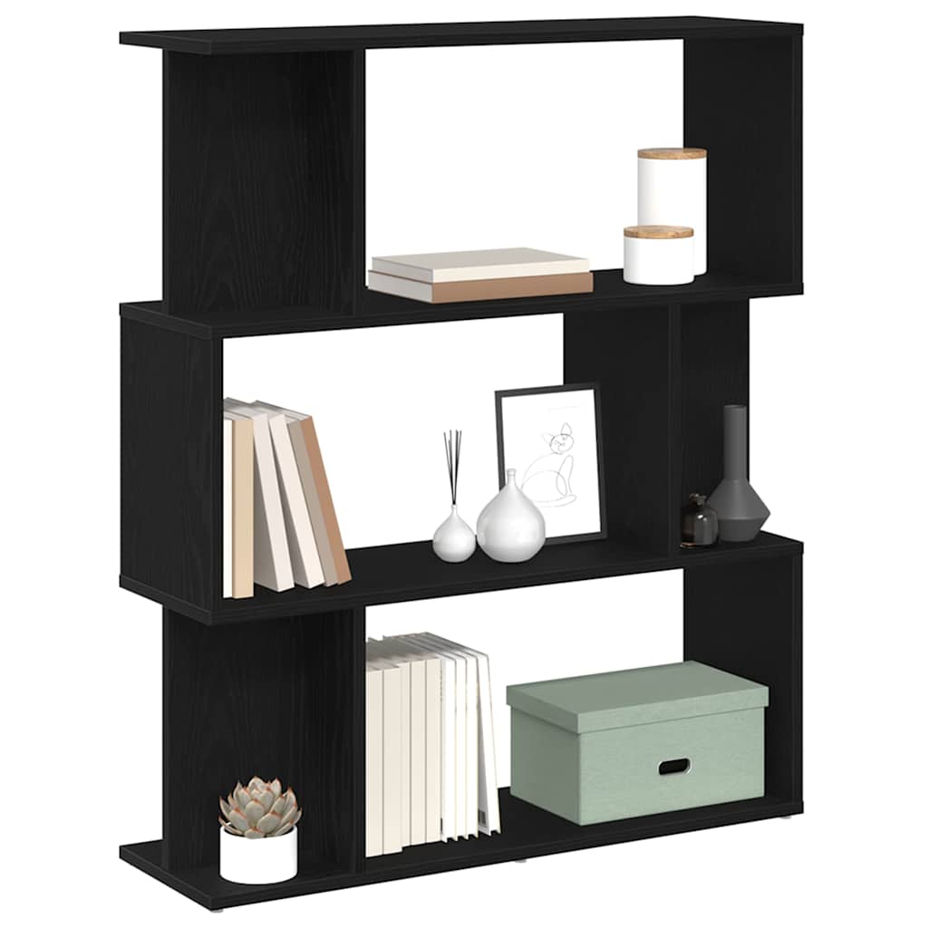 Bookcase Black Oak 80x24x96 cm Engineered Wood