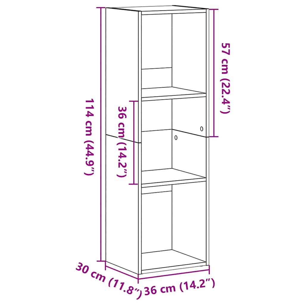 Bookcase Black Oak 36x30x114 cm Engineered Wood