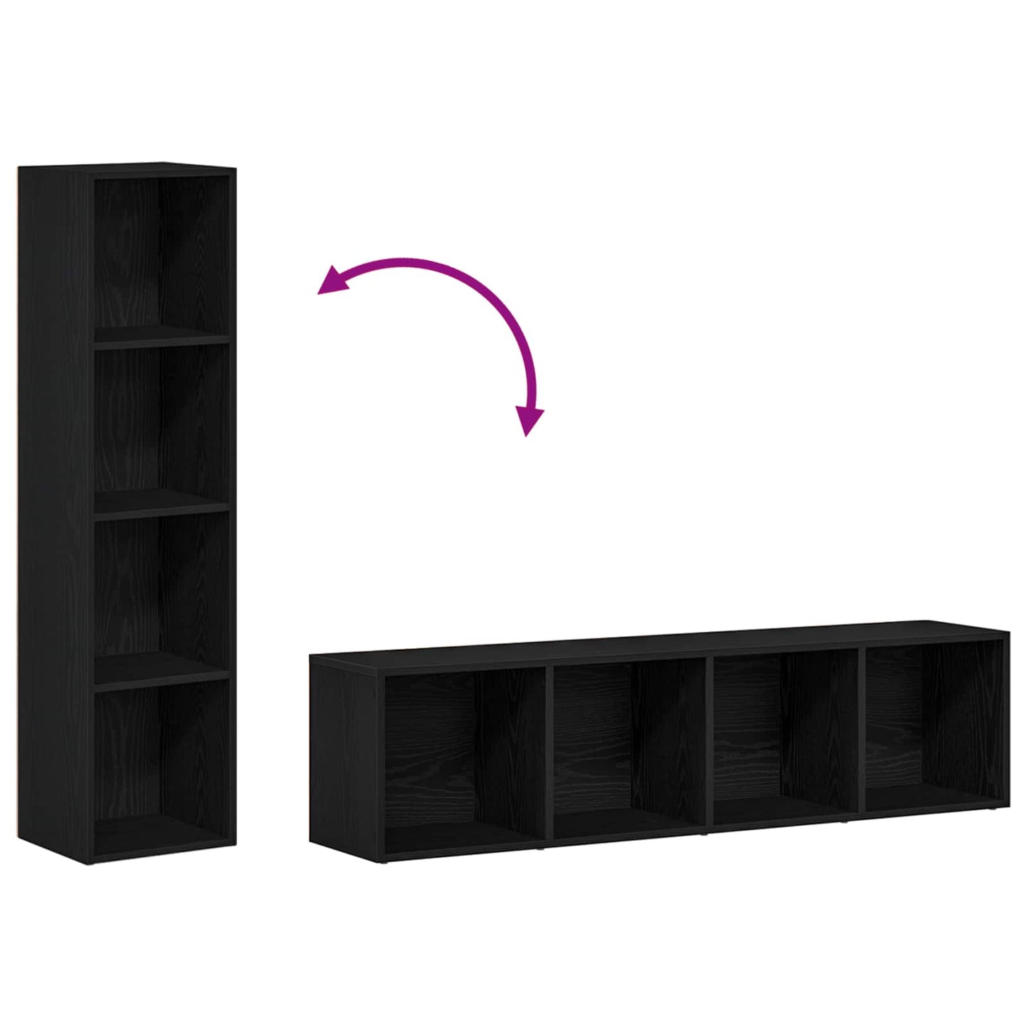 Book Cabinet Black Oak 36 x 30 x 143 cm Engineered Wood