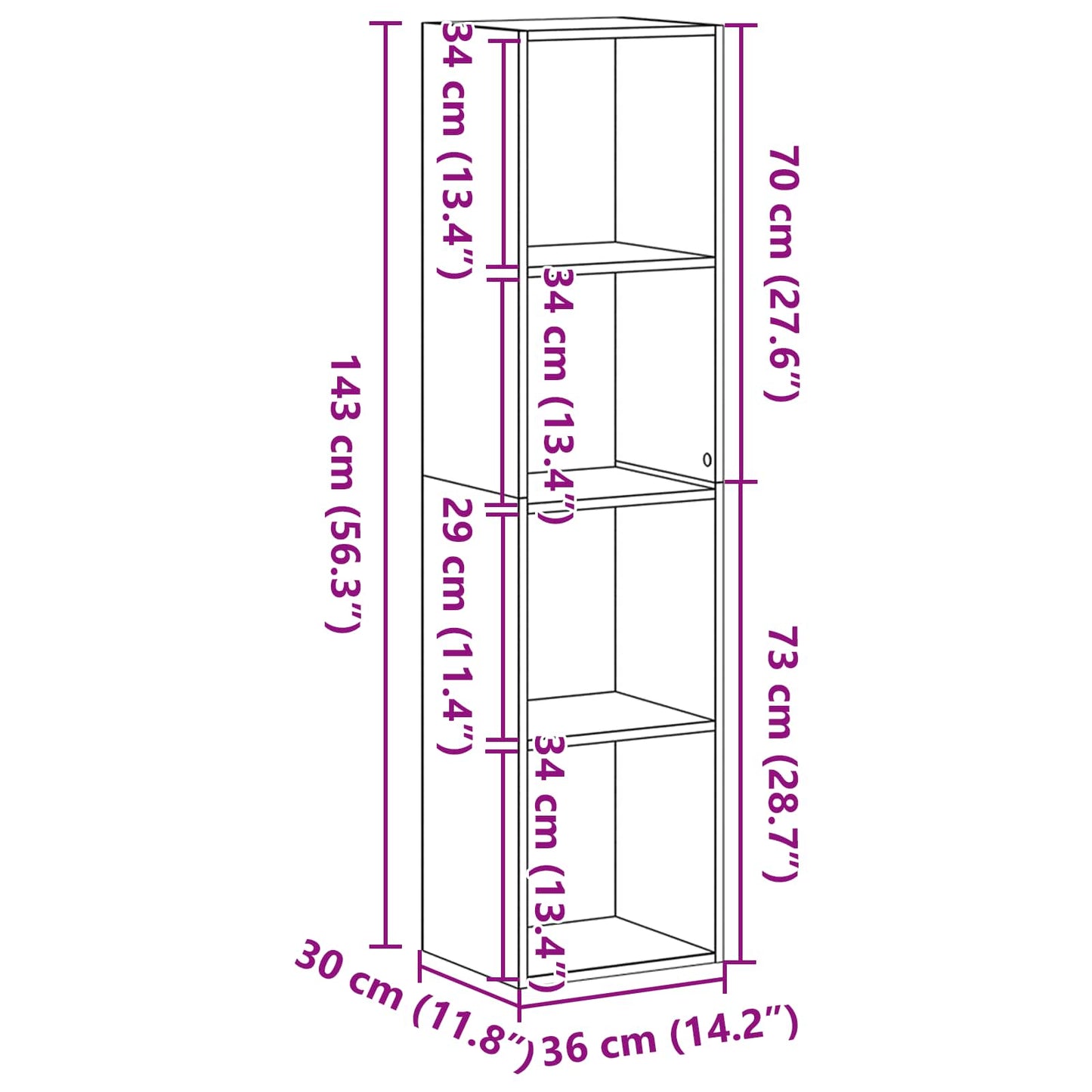 Book Cabinet Black Oak 36 x 30 x 143 cm Engineered Wood