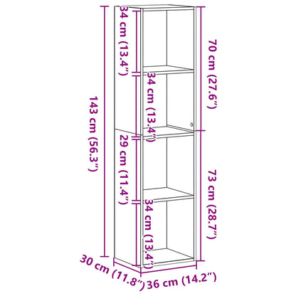 Book Cabinet Black Oak 36 x 30 x 143 cm Engineered Wood