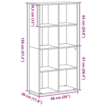 Bookcase Black Oak 66x30x130 cm Engineered Wood