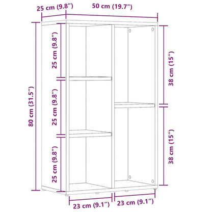 Bookcase Black Oak 50x25x80 cm Engineered Wood