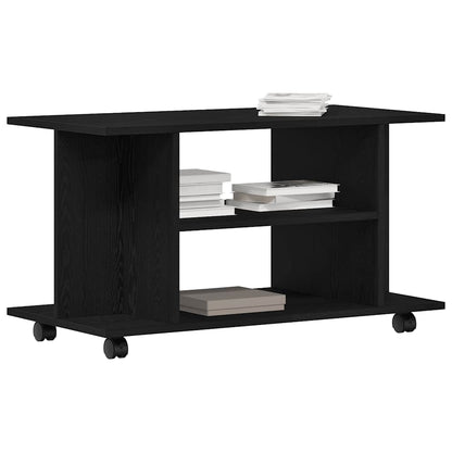 TV Cabinet with Castors Black Oak 80x40x45 cm Engineered Wood