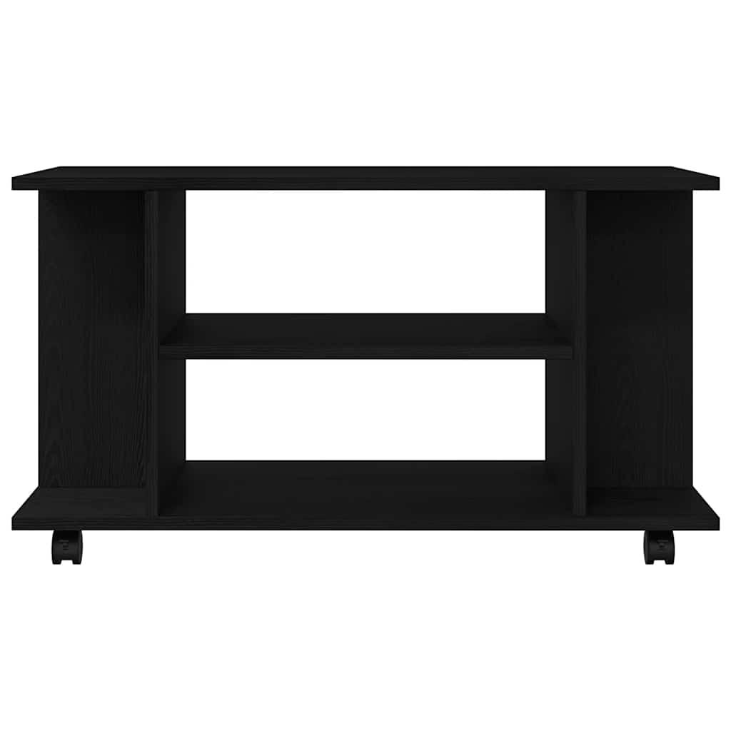 TV Cabinet with Castors Black Oak 80x40x45 cm Engineered Wood