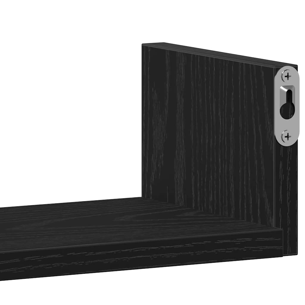 Wall Shelves 3 pcs Black Oak Engineered Wood